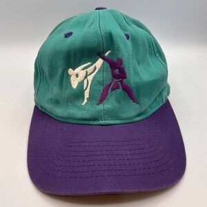 VTG KC Martial Arts Karate Colorblock Embroidered Retro Teal/Purple Snapback Hat
